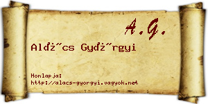 Alács Györgyi névjegykártya