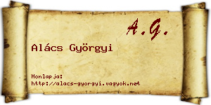 Alács Györgyi névjegykártya